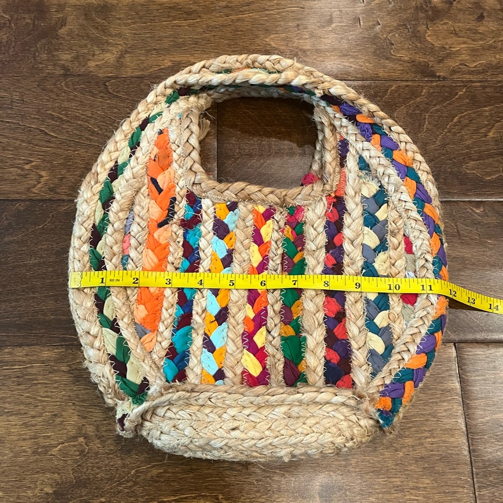 Magid Jute Handbag Mini Satchel Braided Woven Mixed Media Bag - Picture 8 of 10